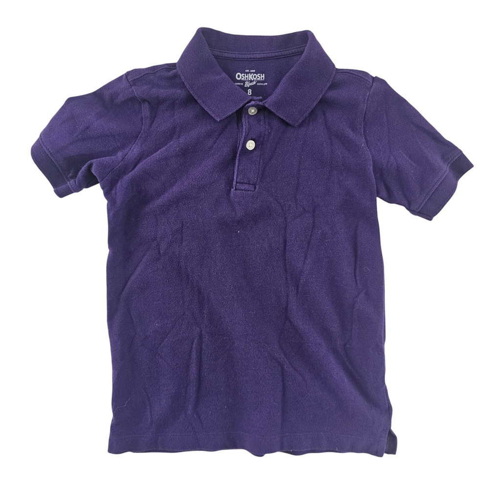 OshKosh B'gosh Boys Purple Short Sleeve Pique Polo Shirt Size 8‎ School Uniform